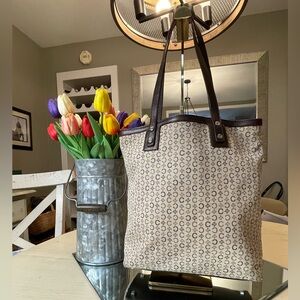 Celine Cream and Brown Tote Bag